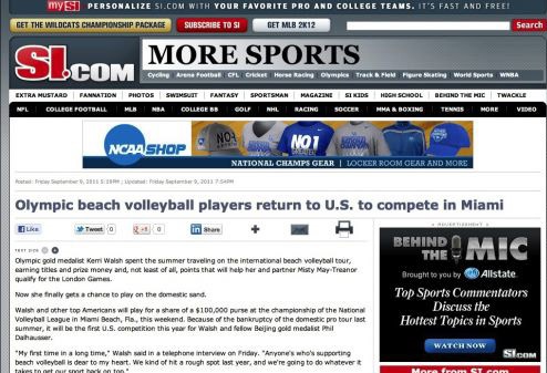 Olympic beach volleyball players return to U.S. to compete in Miami